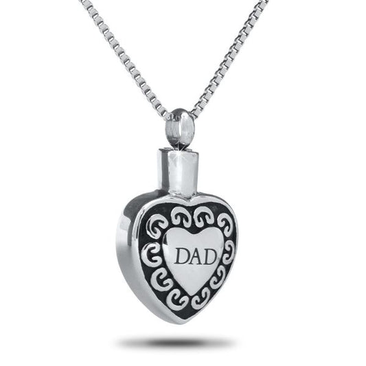 Dad Steel Heart Pendant Keepsake